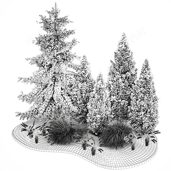  Urban Greenery Collection - Conifers & Grasses 3D model image 7