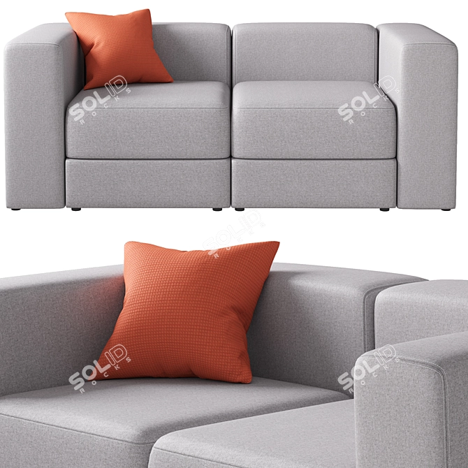 Modular 2-Seater Sofa Set, Ikea, Three Colors 3D model image 2