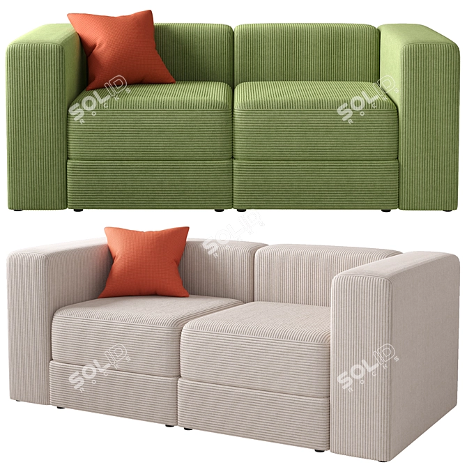 Modular 2-Seater Sofa Set, Ikea, Three Colors 3D model image 5