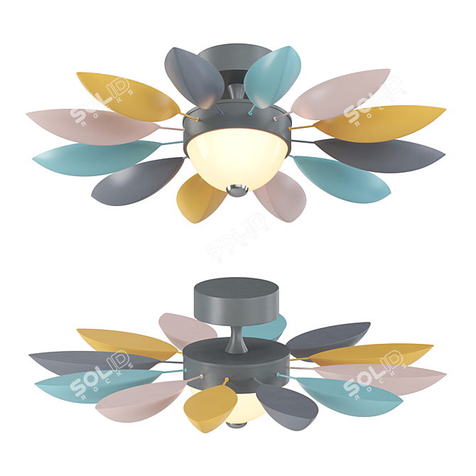 Floral Ceiling Lamp in Rainbow Petals 3D model image 1