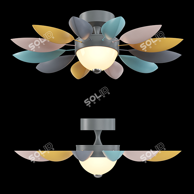 Floral Ceiling Lamp in Rainbow Petals 3D model image 2