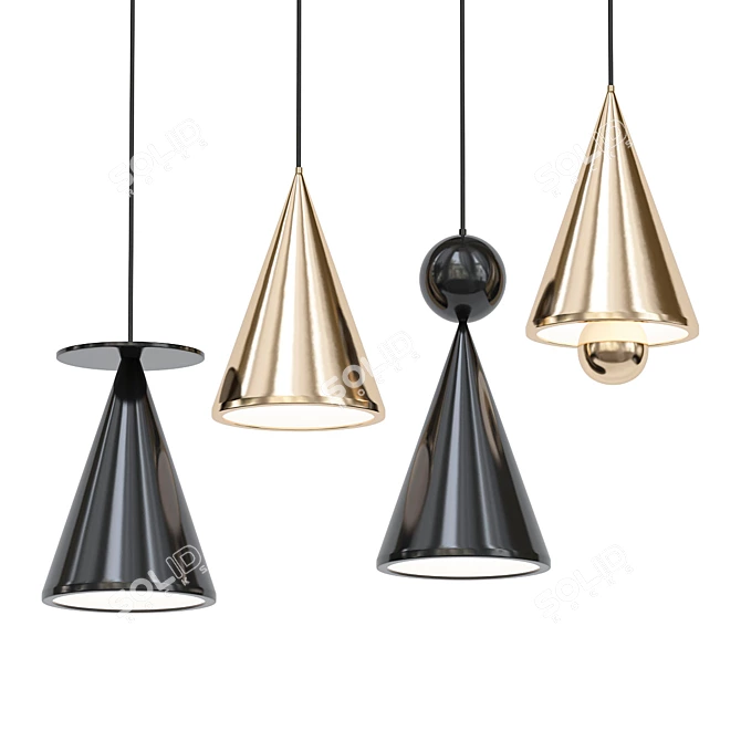 Modern Piet Cone Design Lamp 3D model image 1