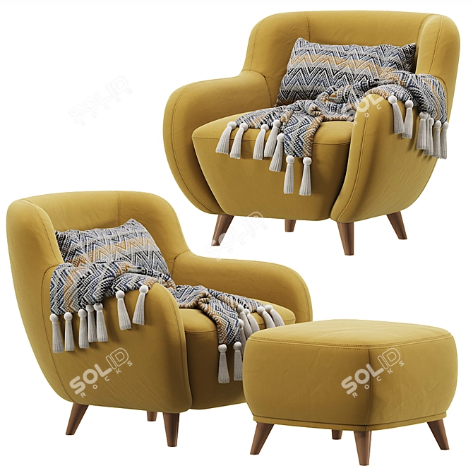 Ansil Happy Light Armchair - Comfortable Elegance 3D model image 2