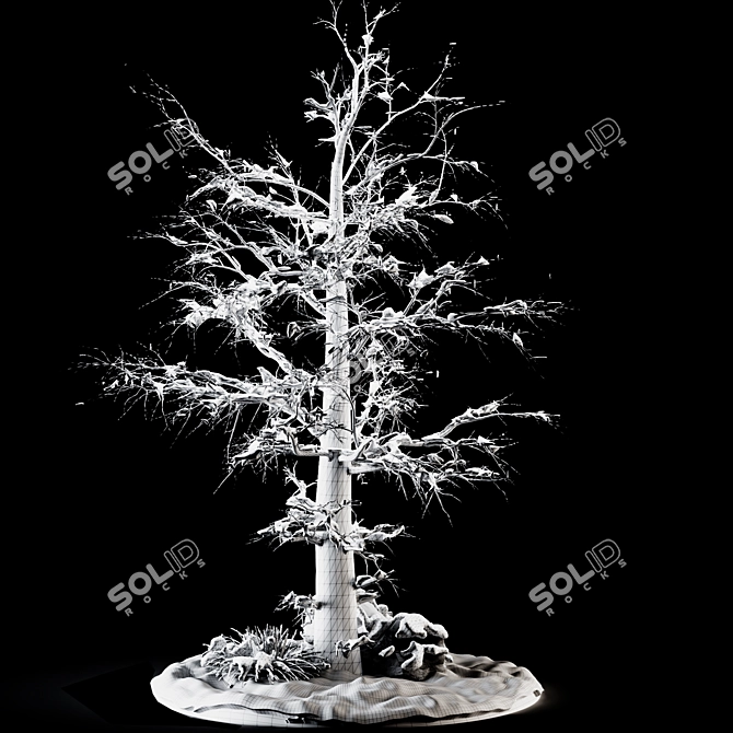 Frosty Winter Tree Sculpture 3D model image 3