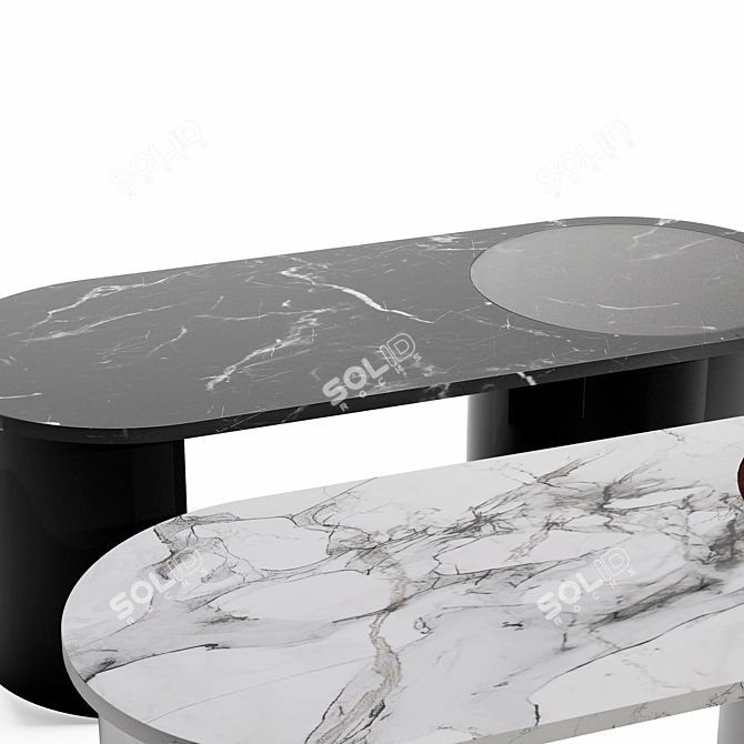 BOWER Marble Glass Wood Table 3D model image 3