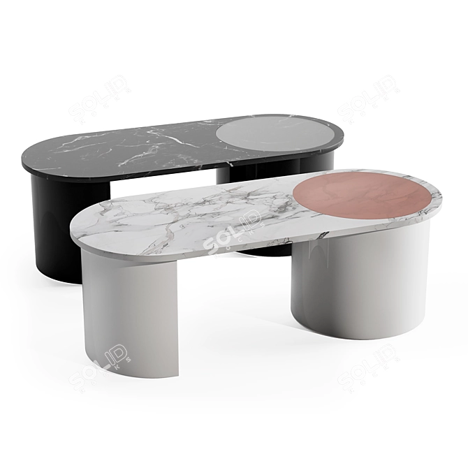 BOWER Marble Glass Wood Table 3D model image 6