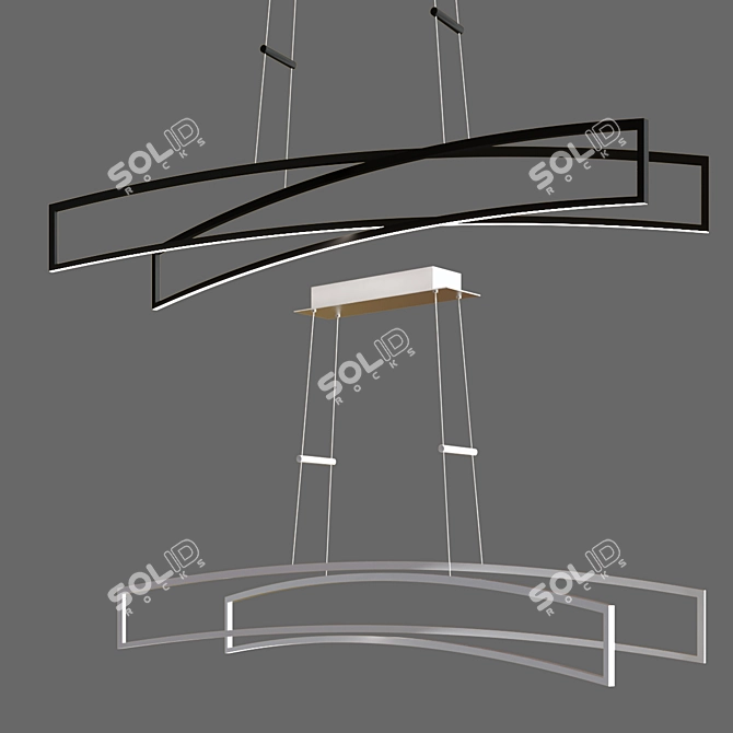 Elegant LED Linear Chandelier 3D model image 2