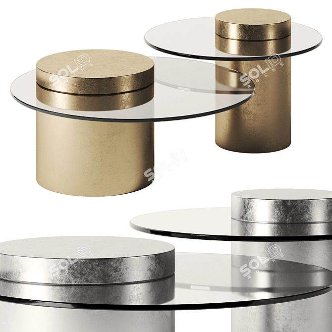 Sleek Glass Metal Coffee Table 3D model image 1