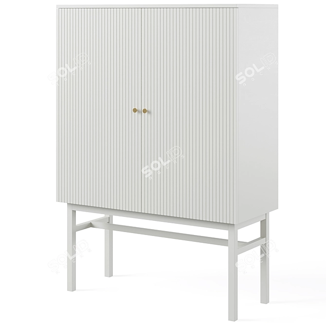 Sleek White Lewiston Cabinet, 96cm 3D model image 1