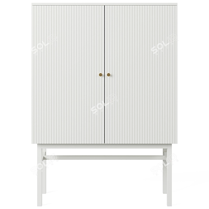 Sleek White Lewiston Cabinet, 96cm 3D model image 2
