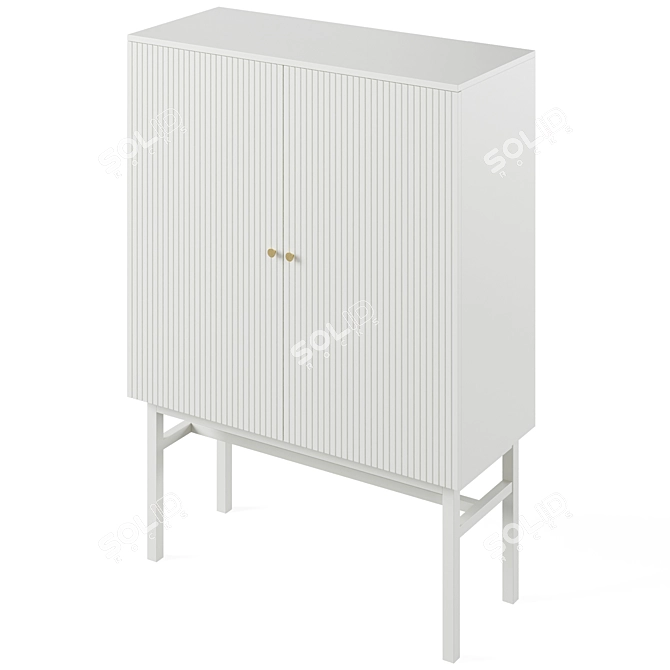 Sleek White Lewiston Cabinet, 96cm 3D model image 4