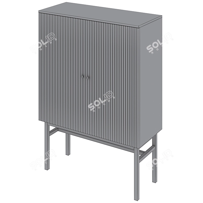 Sleek White Lewiston Cabinet, 96cm 3D model image 5