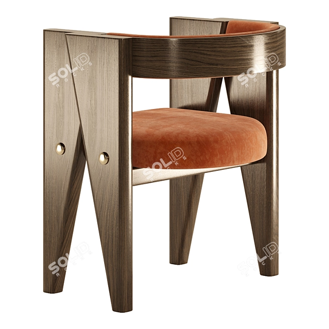 Minimalist Teddy Dining Chair 3D Model 3D model image 2