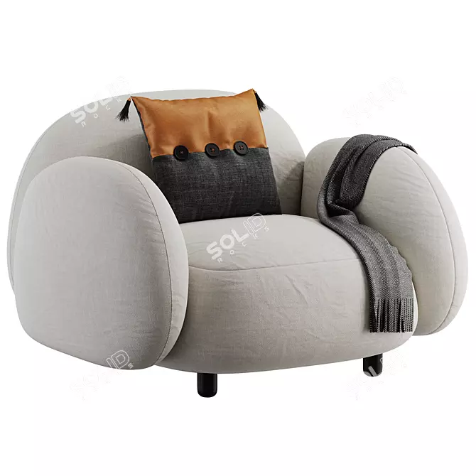 Luxurious Sundae Armchair: Detailed 3D Model 3D model image 2