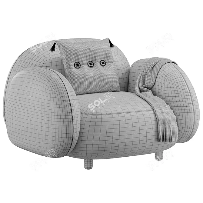 Luxurious Sundae Armchair: Detailed 3D Model 3D model image 7