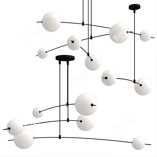 Elegant Designer Chandelier Pendantrylic 3D model image 1