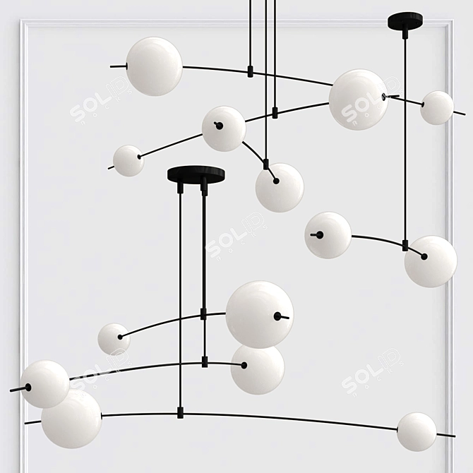 Elegant Designer Chandelier Pendantrylic 3D model image 2