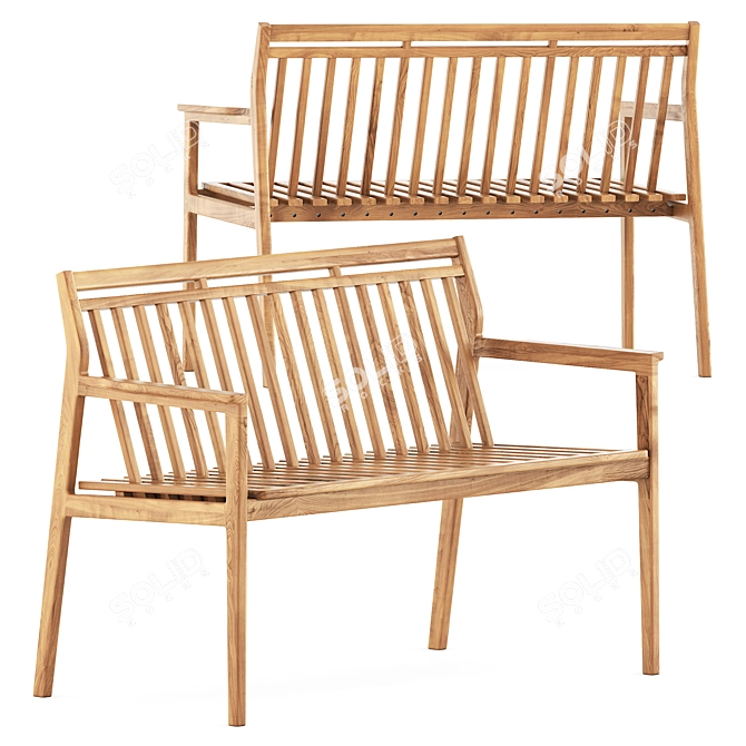 Scandinavian design outdoor bench 3D model image 1