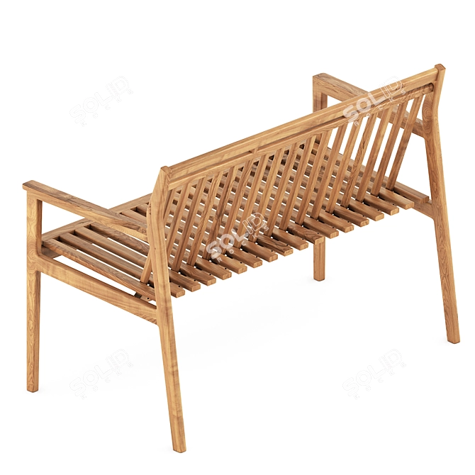 Scandinavian design outdoor bench 3D model image 4