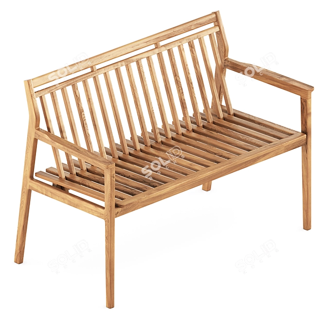 Scandinavian design outdoor bench 3D model image 5