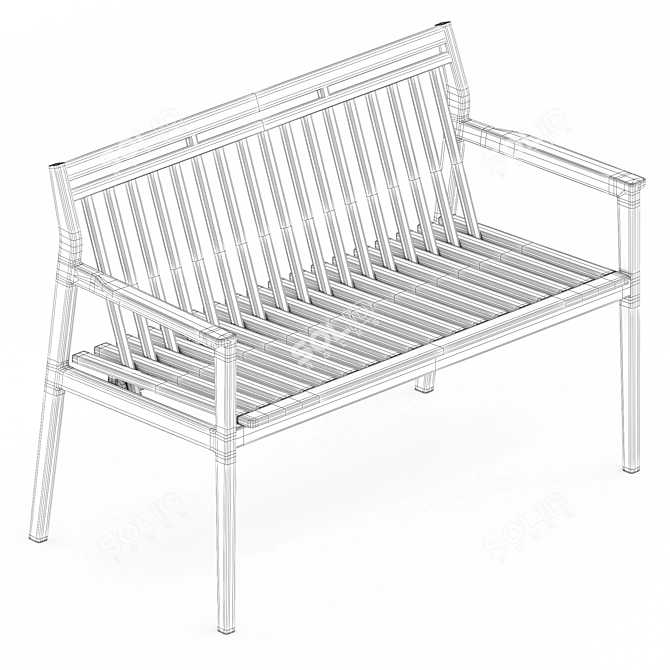 Scandinavian design outdoor bench 3D model image 6
