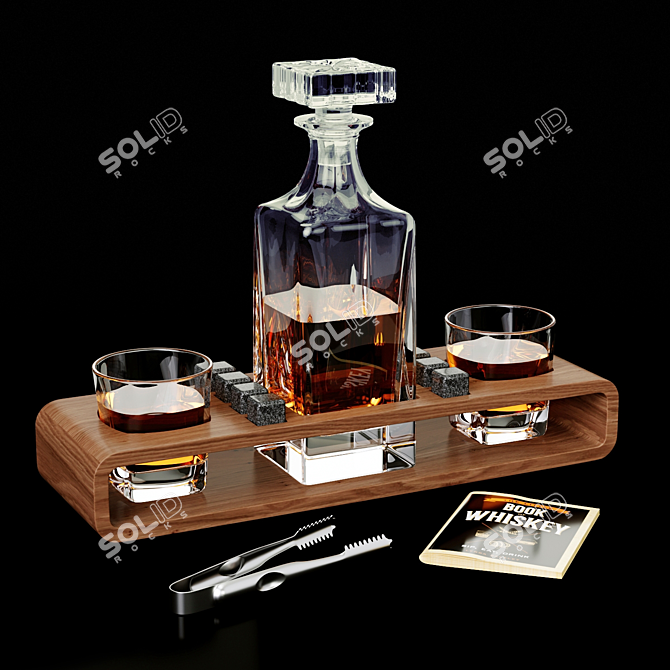 Whiskey Decanter Set with Stones 3D model image 1