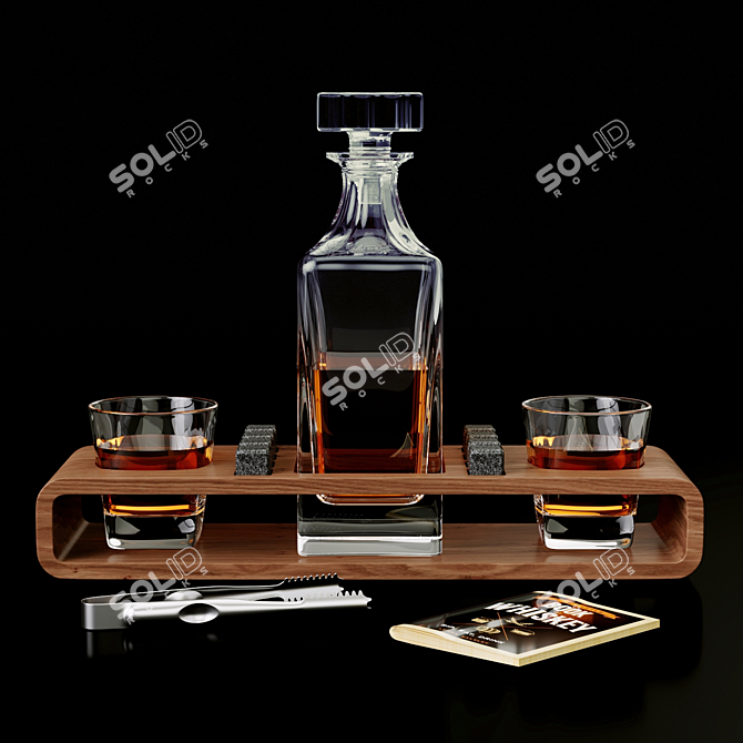 Whiskey Decanter Set with Stones 3D model image 2