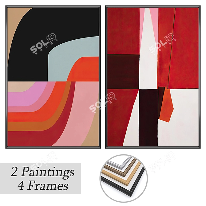 Art Set with Multiple Frames 3D model image 1