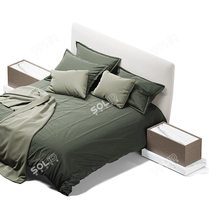 Sleek Modern Bed Green 3D model image 2