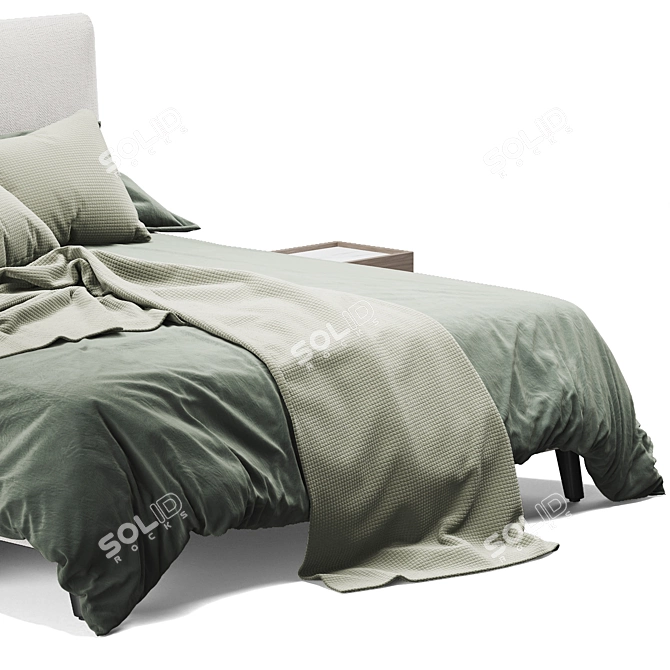 Sleek Modern Bed Green 3D model image 3
