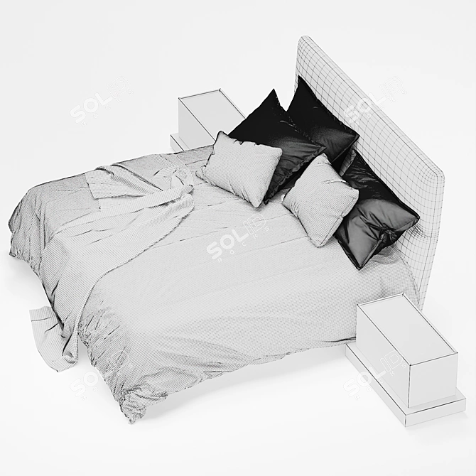 Sleek Modern Bed Green 3D model image 4