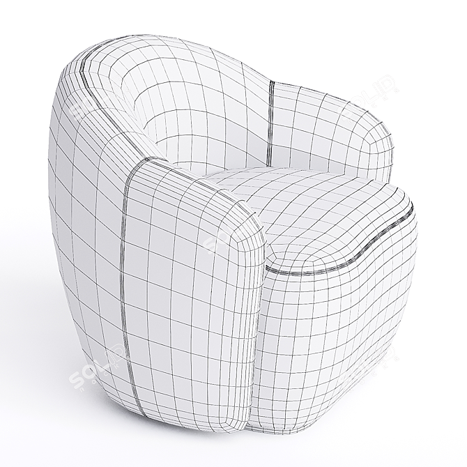 Modern Barba Armchair with Box Trick 3D model image 3