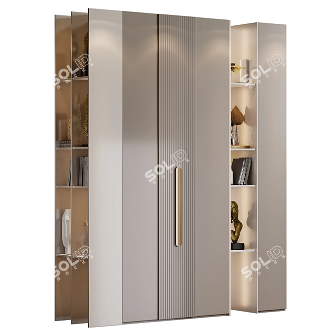 Neoclassical Wardrobe 30, Elegant Storage Solution 3D model image 1