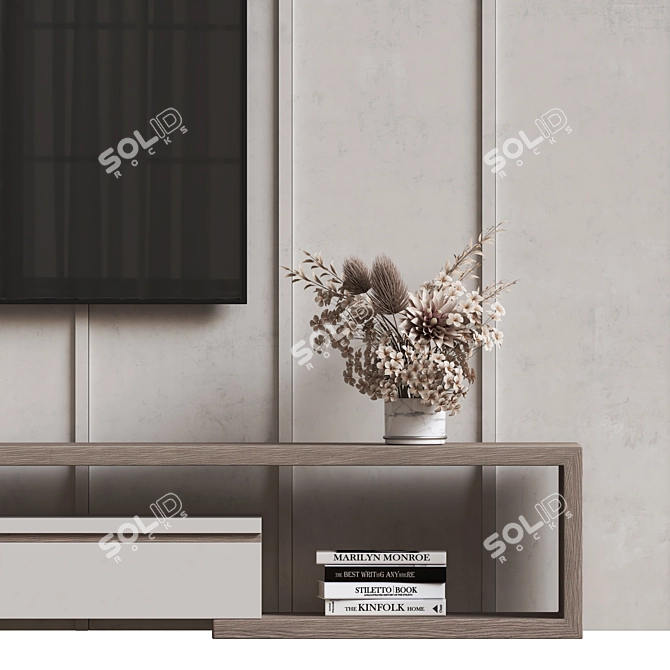 Modern TV Wall Mount Stand 3D model image 2