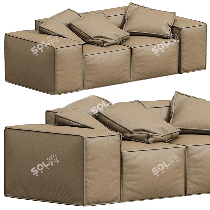 Modern Large 2-Seater Melia Sofa 3D model image 1