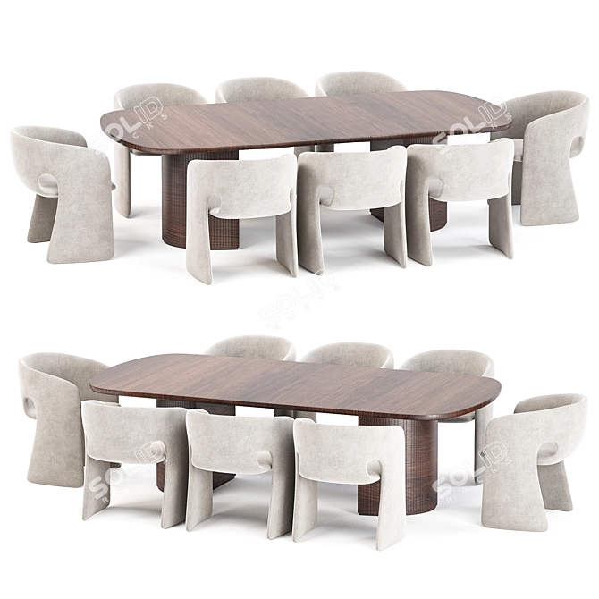 Scandinavian Dining Set Collection 3D model image 2