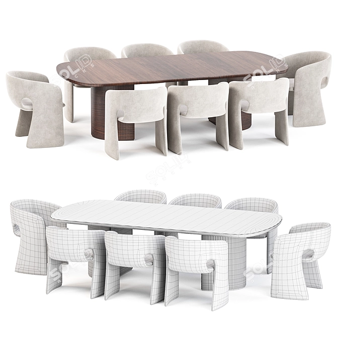 Scandinavian Dining Set Collection 3D model image 4