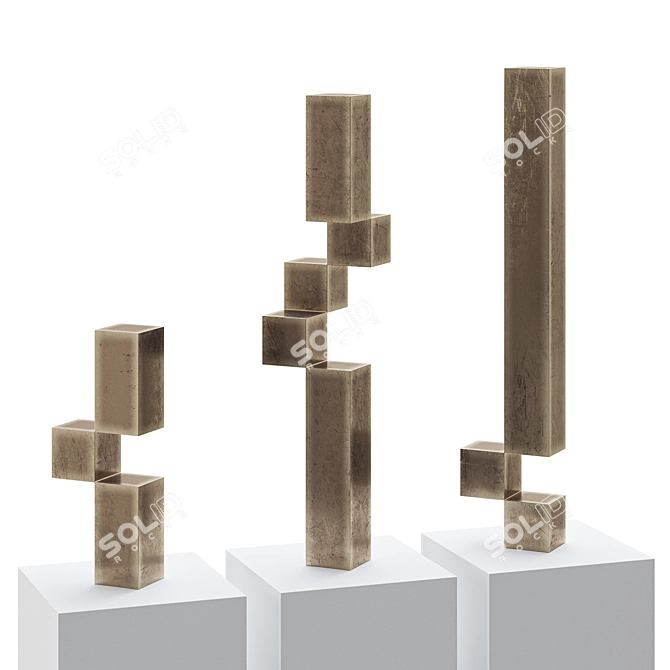 Modern Cubist Sculpture by Siebers 3D model image 1