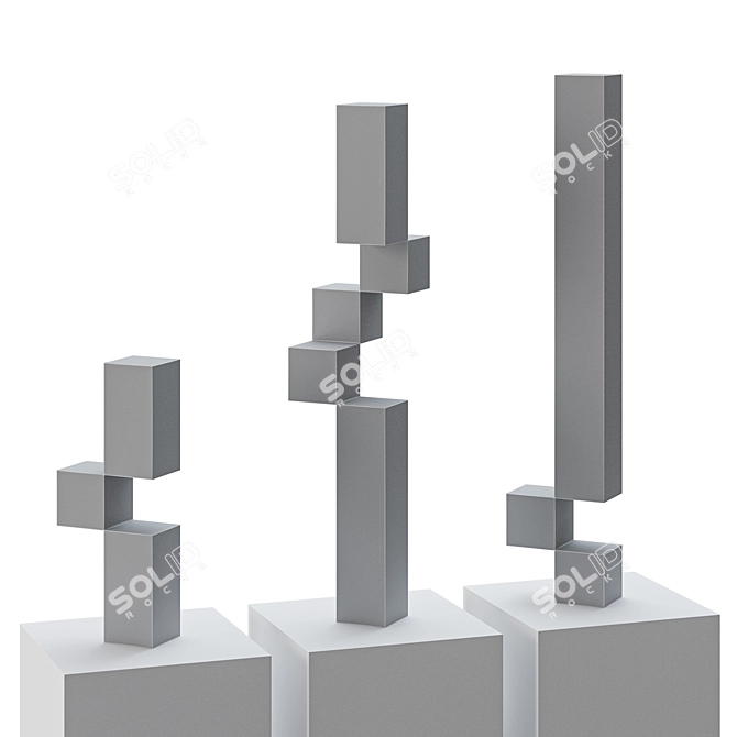 Modern Cubist Sculpture by Siebers 3D model image 3
