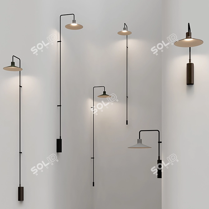 Sophisticated PLATET Wall Lamp Collection 3D model image 2