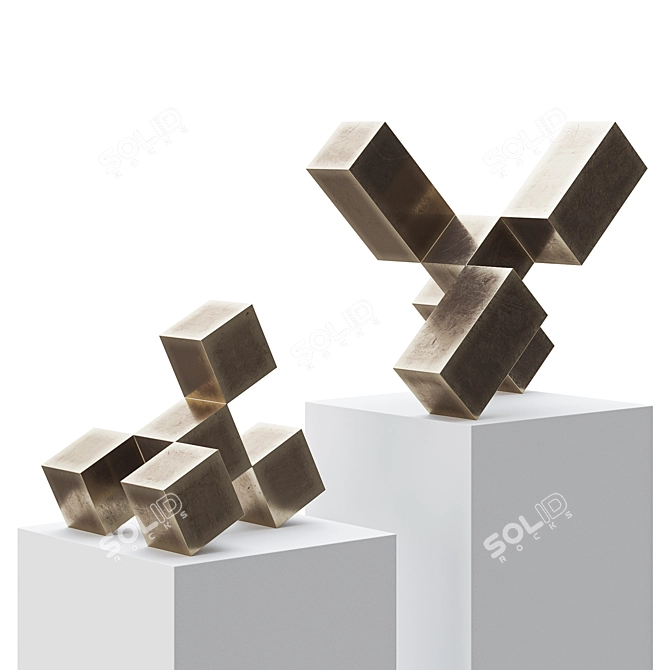 Cubed Abstract Sculpture by Siebers 3D model image 1