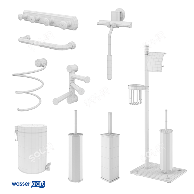 Black Bathroom Accessories Set 3D model image 2