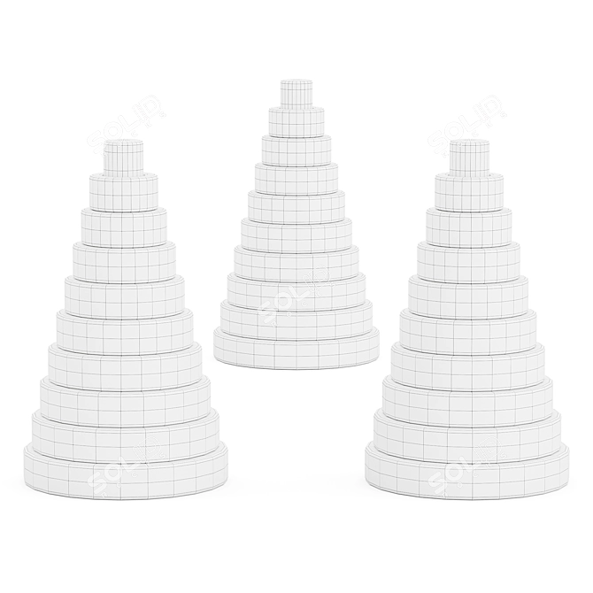 Wooden Pyramid Stacker Set 3D model image 4