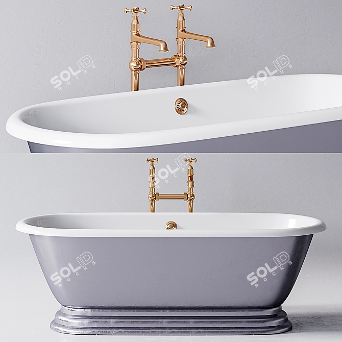 Elegant Meon Cast Iron Tub 3D model image 1
