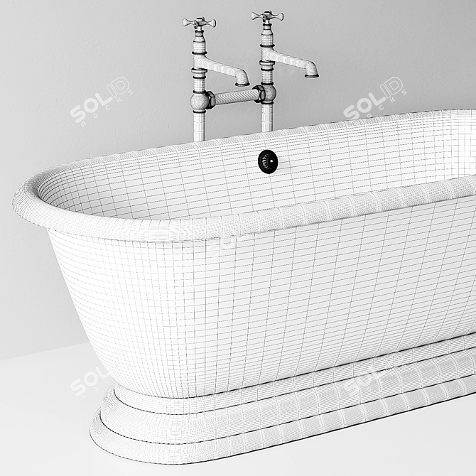 Elegant Meon Cast Iron Tub 3D model image 3