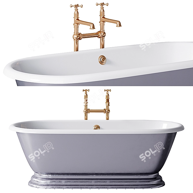 Elegant Meon Cast Iron Tub 3D model image 4