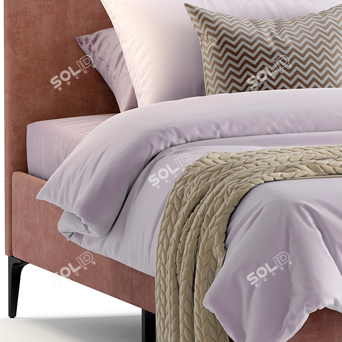 Velvet Single Bed Luka 3D model image 3