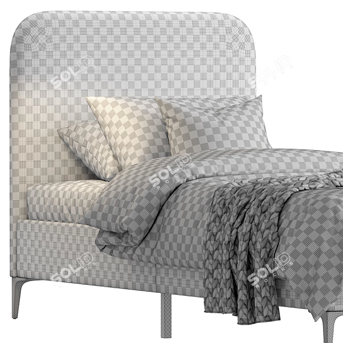 Velvet Single Bed Luka 3D model image 4