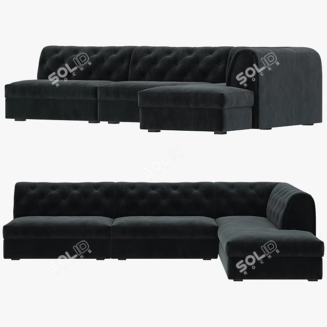 Luxury Tufted Lounge Seating Solution 3D model image 6