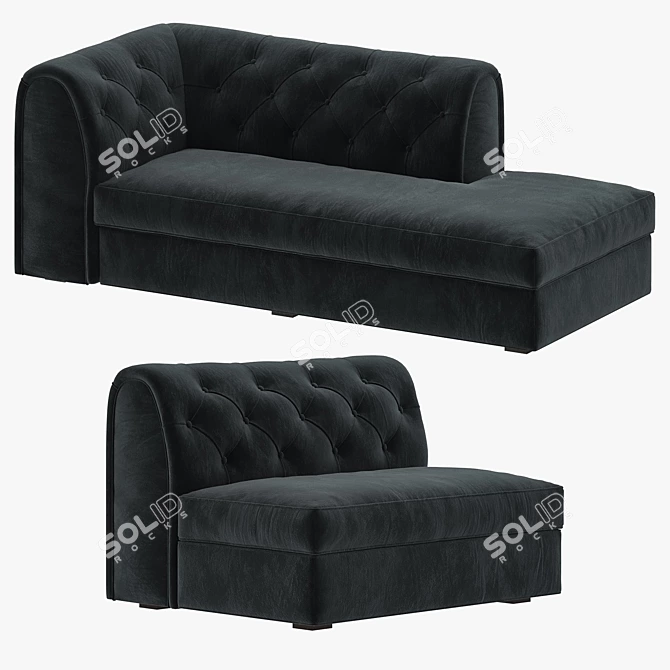 Luxury Tufted Lounge Seating Solution 3D model image 1